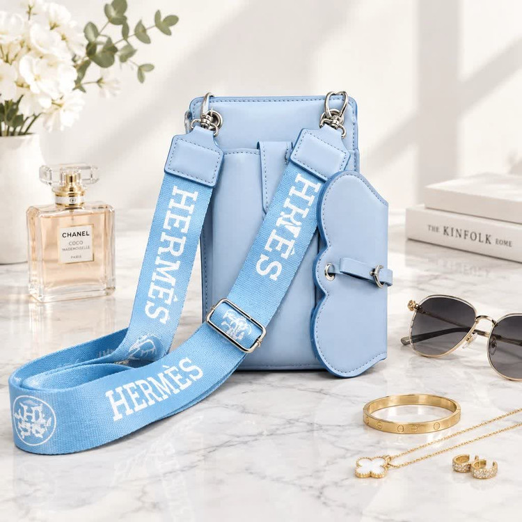 کیف رودوشی چندکاره (کیف گوشی،جاعینکی و پاسپورتی) مدل Hermes